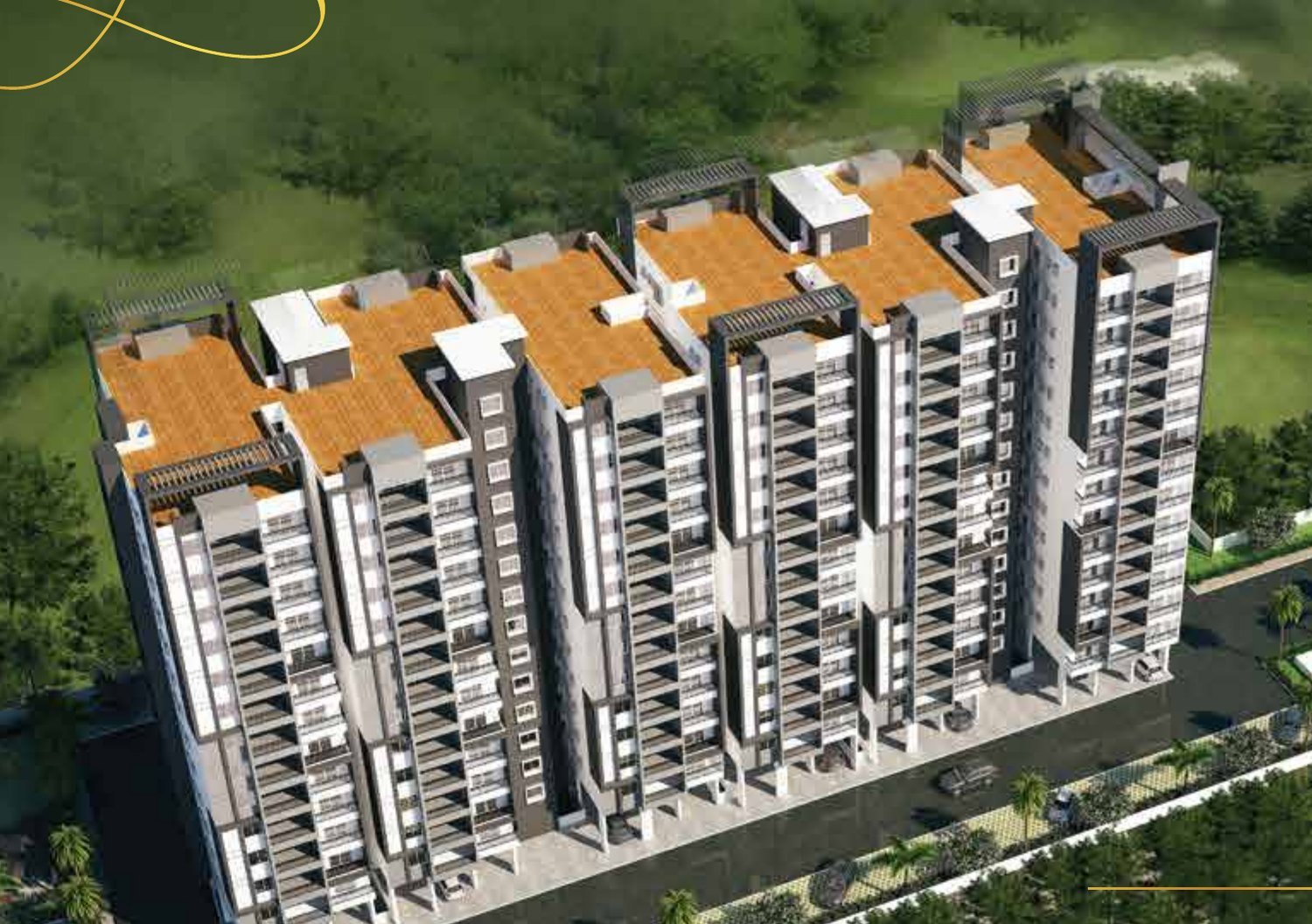 Aerial view of 3 BHK apartment towers at United Suvarna Homes, Hosakote, Bengaluru